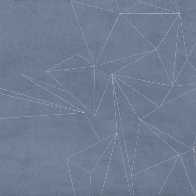 Tapet cu design geometric abstract, cu linii fine albe pe un fundal albastru inchis