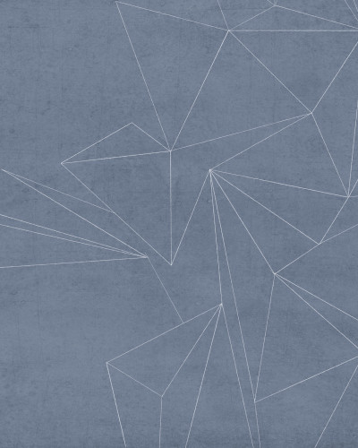 Tapet cu design geometric abstract, cu linii fine albe pe un fundal albastru inchis