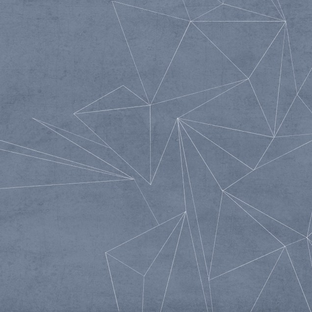Tapet cu design geometric abstract, cu linii fine albe pe un fundal albastru inchis