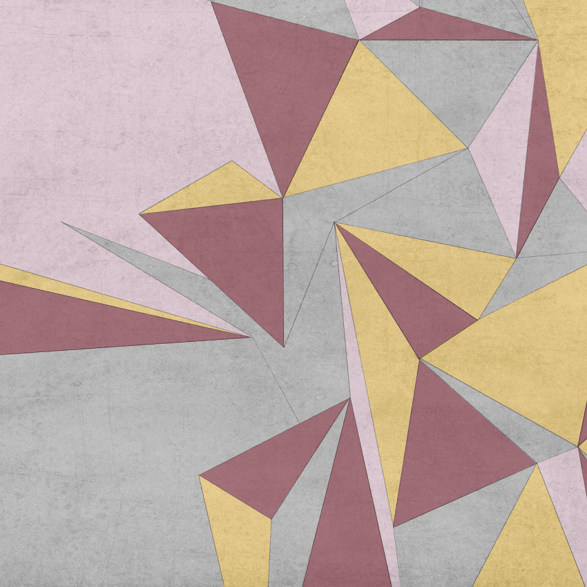 Tapet geometric abstract cu culori pastelate, roșu, galben și gri
