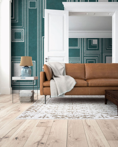 Tapet geometric modern, Labirinto, Green, cu un design minimalist si sofisticat, perfect pentru a crea un punct focal in living, dormitor sau birou.