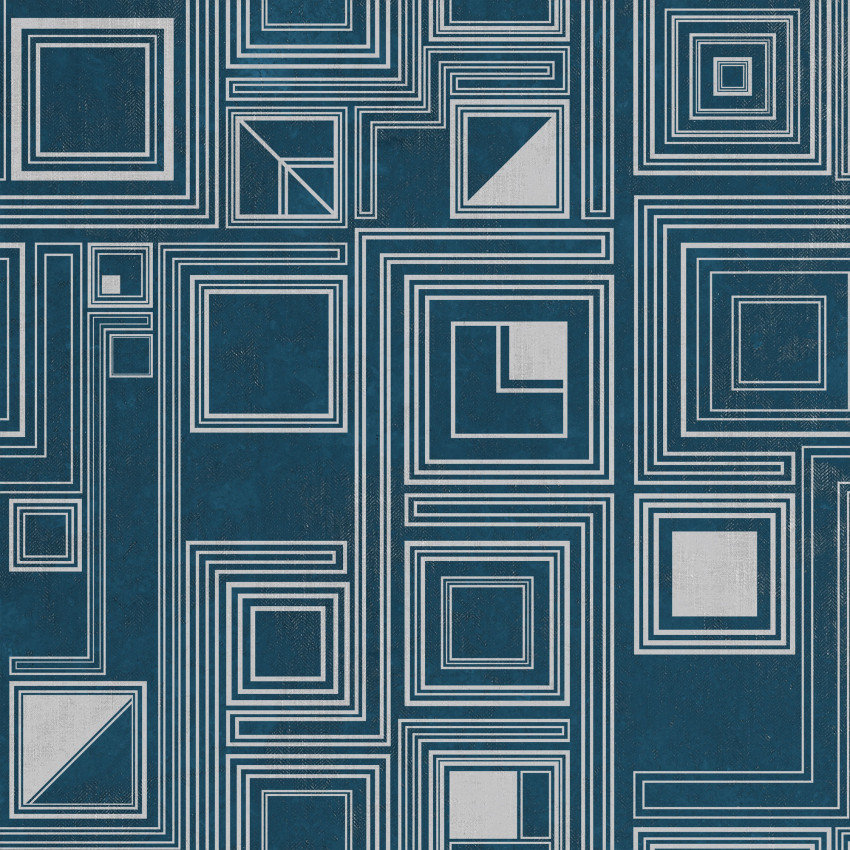 Labirinto modern cu un model geometric subtil, în nuanțe de albastru