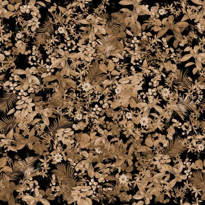 Tapet floral cu frunze tropicale, design vintage