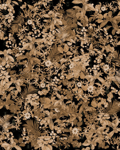 Tapet floral cu frunze tropicale, design vintage
