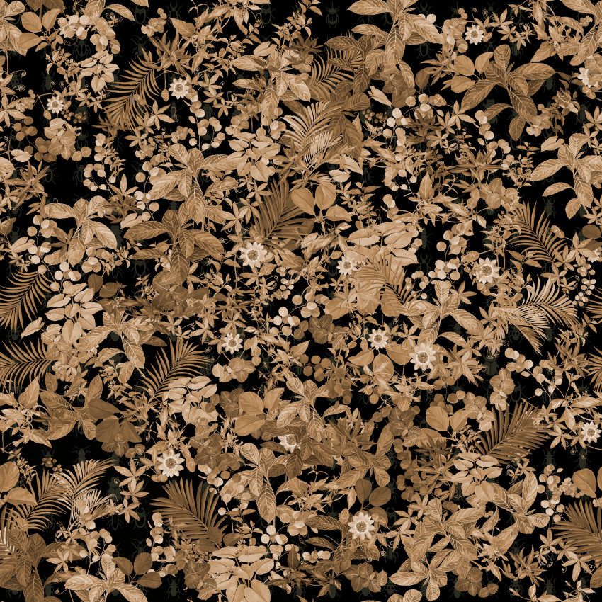 Tapet floral cu frunze tropicale, design vintage