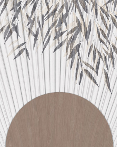 Tapet Yugen, cu design minimalist inspirat de natură, cu ramuri delicate pe un fundal texturat.
