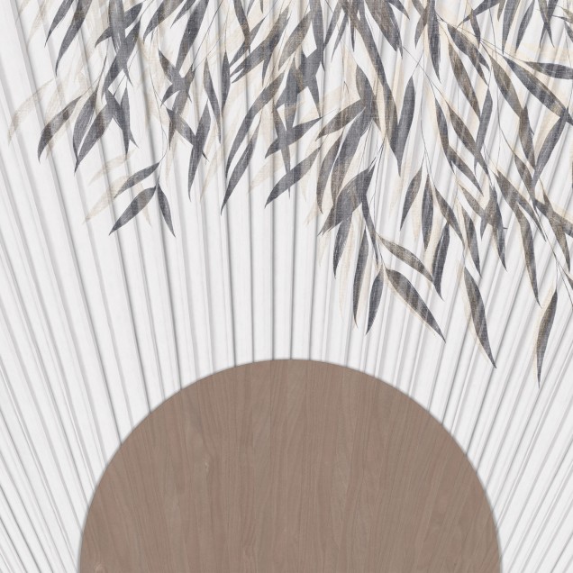 Tapet Yugen, cu design minimalist inspirat de natură, cu ramuri delicate pe un fundal texturat.