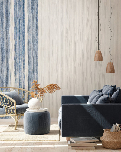 Tapet Kimono Blue cu design modern si elegant, inspirat de modelele traditionale japoneze.