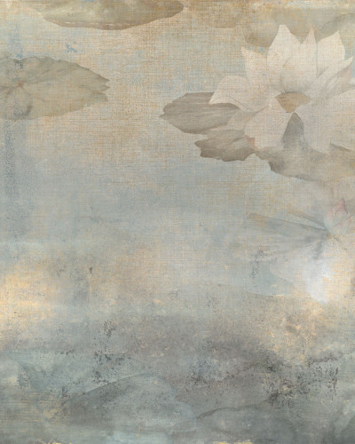 Tapet perete Giverny Avio cu design modern si elegant. Imaginea reprezinta o floare de lotus pe un fond de canvas.
