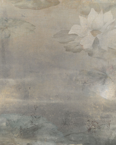 Tapet Giverny Grey cu design abstract in nuante de gri, perfect pentru living, dormitor sau baie
