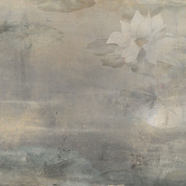Tapet Giverny Grey cu design abstract in nuante de gri, perfect pentru living, dormitor sau baie