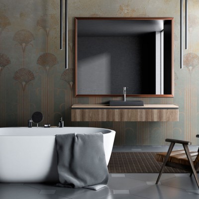 Wallpaper cu design tropical, pentru baie