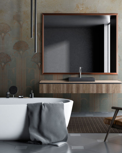 Wallpaper cu design tropical, pentru baie