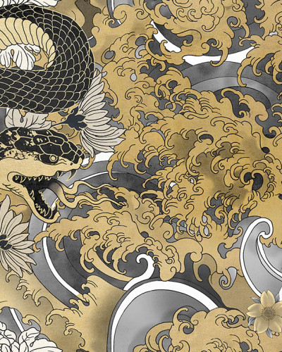 Tapet Yokai Gold A cu design japonez tradițional