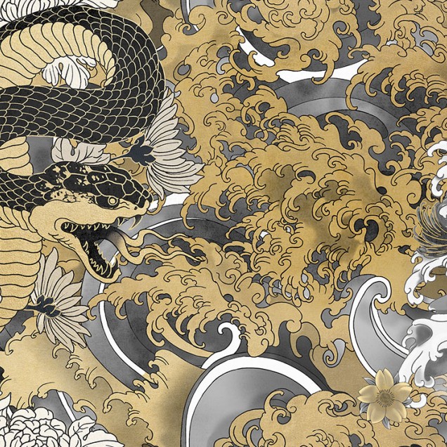 Tapet Yokai Gold A cu design japonez tradițional