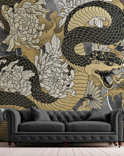 Tapet Yokai Gold A cu design japonez tradițional