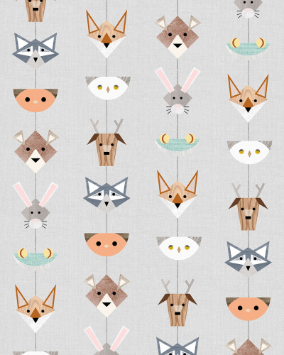 Wallpaper Totem Gri cu animale geometrice simpatice