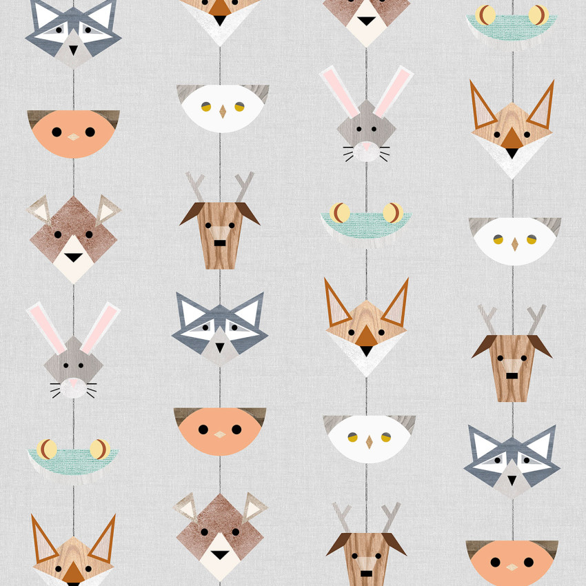 Wallpaper Totem Gri cu animale geometrice simpatice