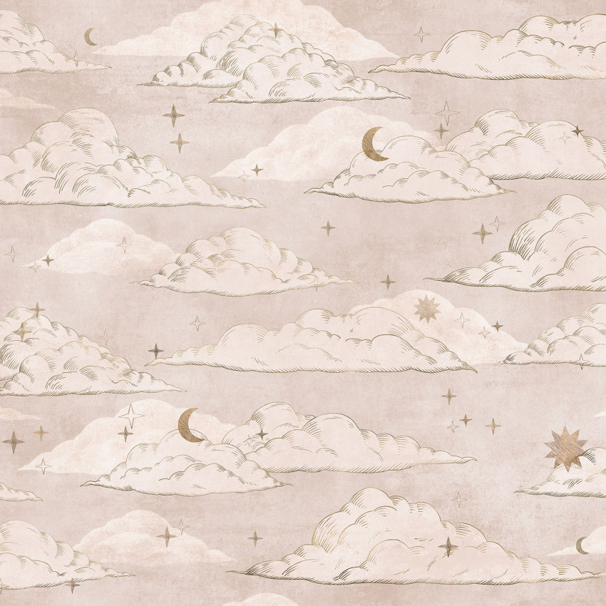 Tapet Dreamy, Sunset cu design unic, cu nori, stele și lună, perfectă pentru a crea un decor de vis