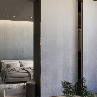 Tapet cu design geometric modern pentru dormitor