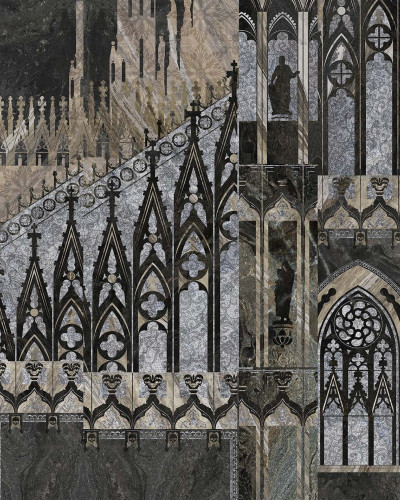 Imagine cu Milano Duomo noaptea, tapet decorativ
