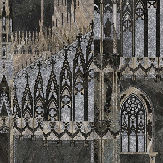 Imagine cu Milano Duomo noaptea, tapet decorativ