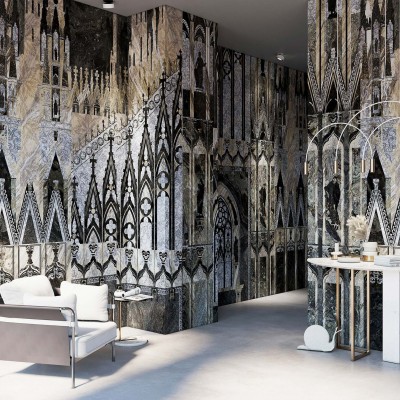 Imagine cu Milano Duomo noaptea, tapet decorativ