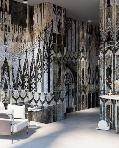Imagine cu Milano Duomo noaptea, tapet decorativ