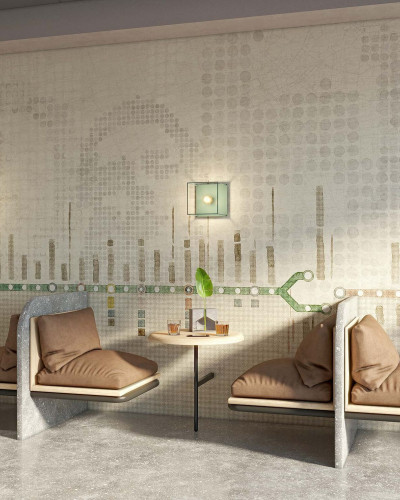Tapet modern cu design geometric minimalist, ideal pentru a adăuga o notă de rafinament oricărui spațiu.