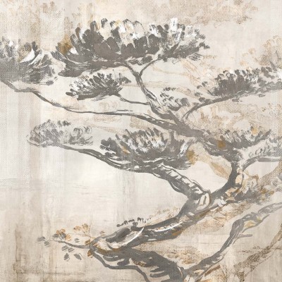 Tapet cu design modern minimalist, cu un copac in stil oriental.