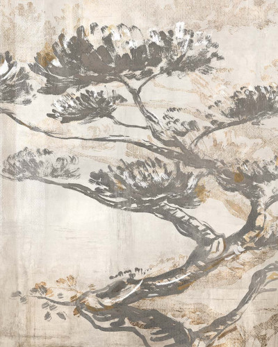 Tapet cu design modern minimalist, cu un copac in stil oriental.