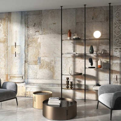 Tapet cu aspect de piatra naturala, cu design inspirat de arhitectura clasica.
