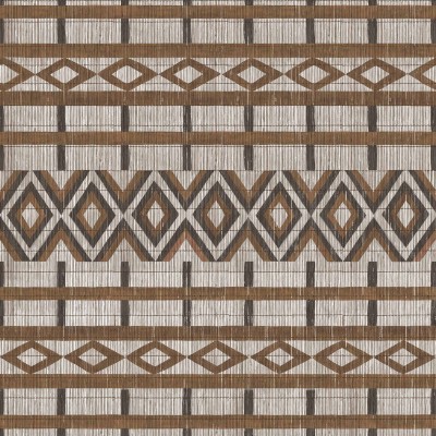 Wallpaper Tiebele Rust cu design tribal, inspirat din natura, cu textură de bambus și culori calde
