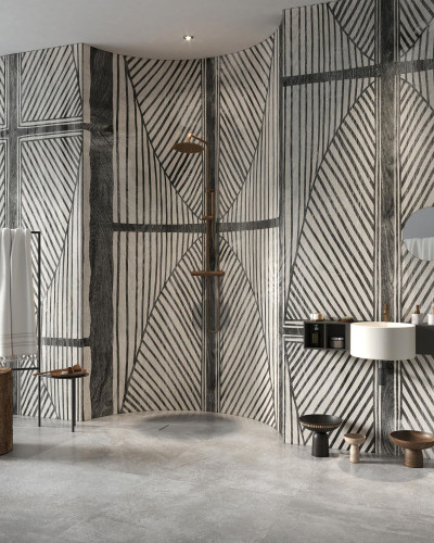Tapet baie Masai Black cu design tribal modern
