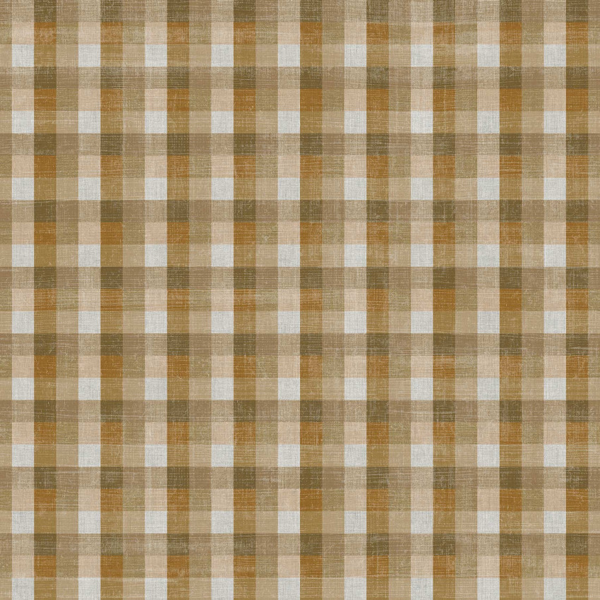 Wallpaper cu design în carouri, cu tonuri de maro și crem.