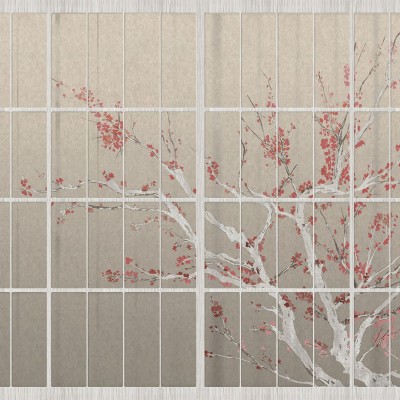 Tapet Samurai, Inverted, cu un design minimalist și asiatic, perfect pentru a crea o atmosferă relaxantă și elegantă.