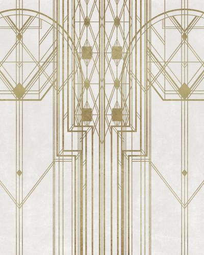 Tapet modern cu design geometric auriu, perfect pentru a adauga o nota de eleganta si sofisticare oricarui spatiu.