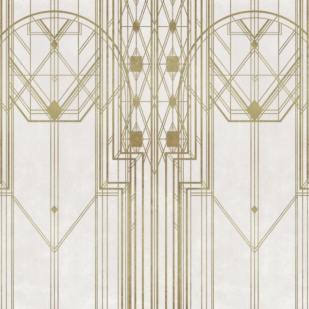 Tapet modern cu design geometric auriu, perfect pentru a adauga o nota de eleganta si sofisticare oricarui spatiu.