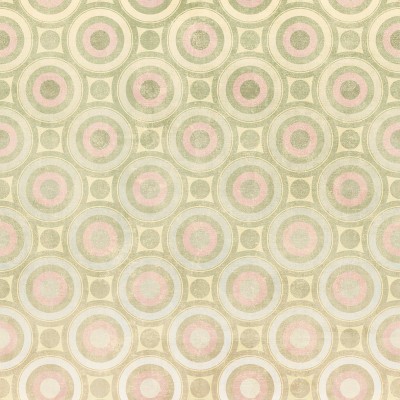Tapet Disco Green - model geometric cu cercuri verzi, roz și albe