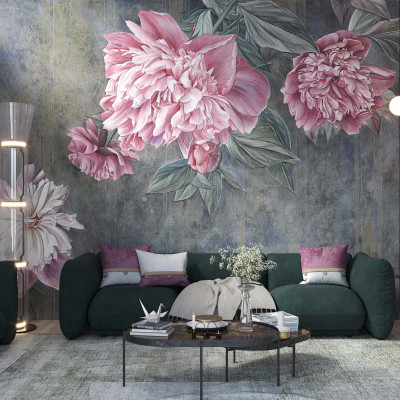 Tapet cu flori roz delicate, perfect pentru living sau dormitor