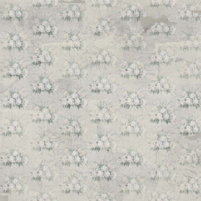 Tapet floral Beth White cu flori albe pe fond crem.