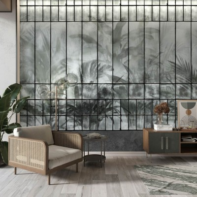 Fototapet cu design tropical subtil, perfect pentru living sau dormitor