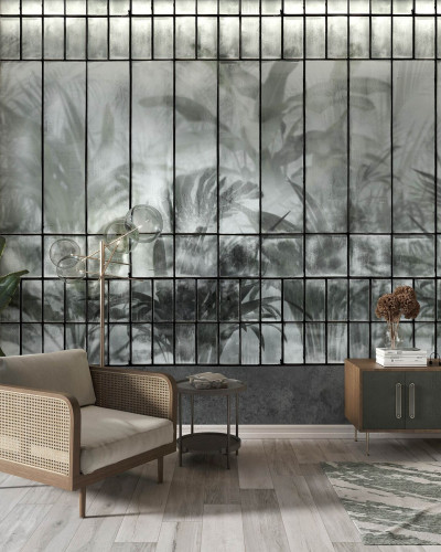Fototapet cu design tropical subtil, perfect pentru living sau dormitor