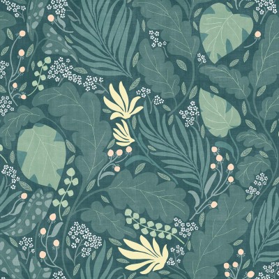 Tapet Paloma Green, Big cu design floral modern