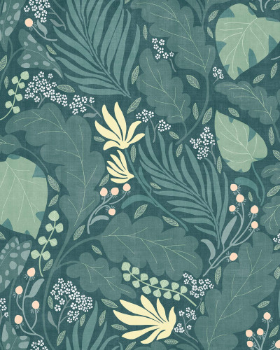 Tapet Paloma Green, Big cu design floral modern