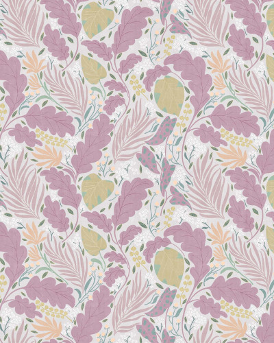 Tapet floral pastel cu frunze și flori delicate