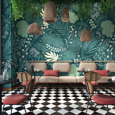 Tapet Paloma Green, Big cu design floral modern