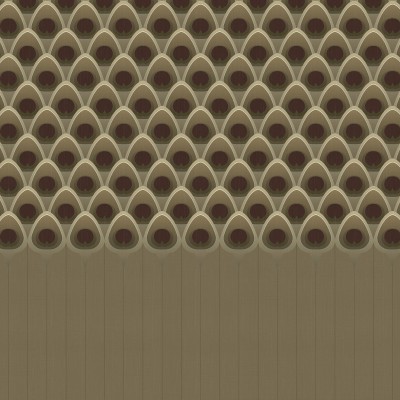 Tapet cu design boiserie aurie, model geometric Art Deco, nuanțe bej și maro