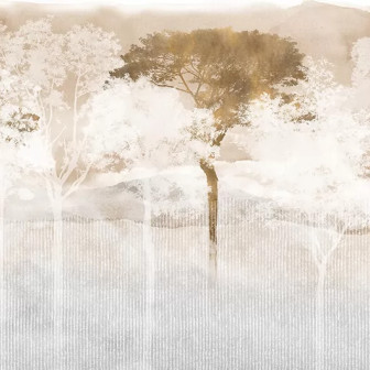 Fototapet cu pădure stilizată la apus