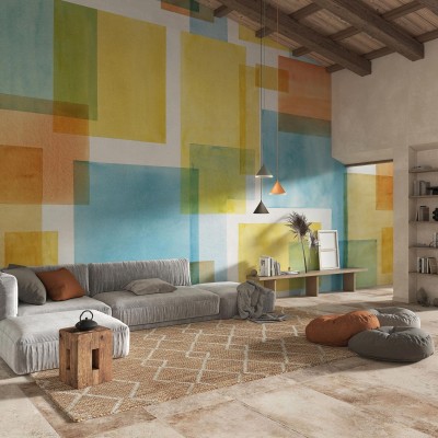 Itten, Primary, tapet modern cu design geometric, culori vii, forme geometrice